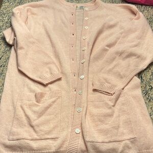 VINTAGE Liz Claiborne Wool and Rabbit Hair Pink Button-Up Cardigan